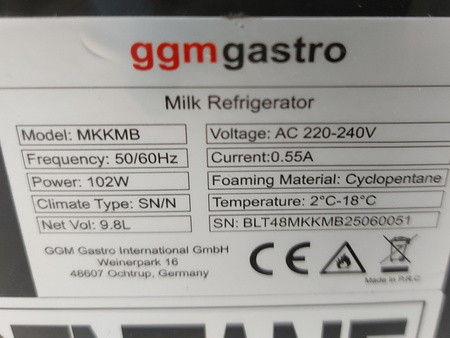 Chłodziarka do mleka do ekspresów do kawy MKKMB czarna