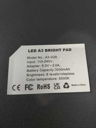 Deska kreślarska LED A3 BRIGHT PAD A3-D28 6 poziomów jasności