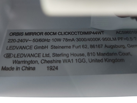 Kinkiet Łazienkowy Lampa nad Lustro LED 10W 60cm CCT DIM Biała LEDVANCE