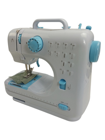 FHSM-505 mini maszyna do szycia 12 ściegów LED zasilacz + pedał