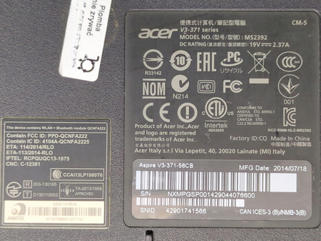 Laptop Acer Aspire V 13 V3 371 Intel Core i5-4210U 8GB RAM DDR3L 320GB HDD