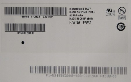 Matryca AUO B156XTN04.0 15,6" 1366x768px