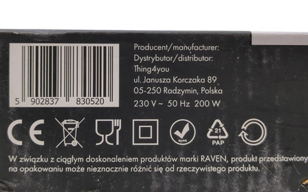 MIKSER RĘCZNY RAVEN EM001N 200W WHITE