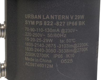 Lampa uliczna Ledvance Urban Lantern 29W 3538lm 2200-2700K IP66