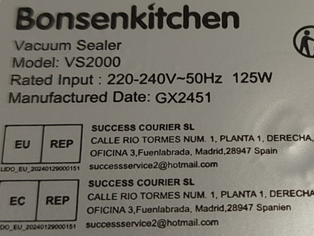 Zgrzewarka Próżniowa Bonsenkitchen VS2000