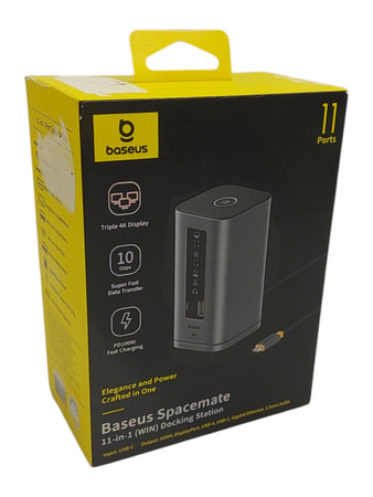 Stacja Dokująca Baseus Spacemate 11w1 USB-C 3 monitory 3 USB 10G RJ45 100W