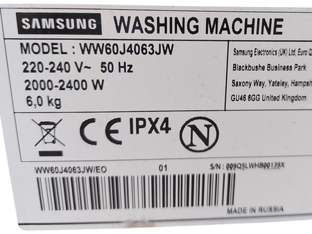 Pralka SAMSUNG WW60J4063JW Eco Bubble 6kg 1000 obr./min