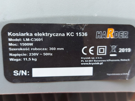 Kosiarka elektryczna HARDER LM-3601 1500 W 36cm
