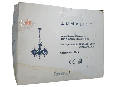 Lampa wisząca MAGNOLIA świecznikowa glamour 4-płomienna czarna Zuma Line