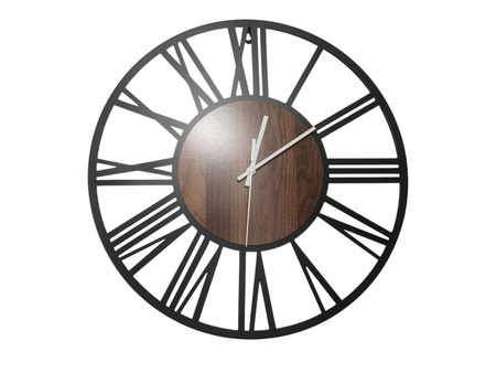 Duży Zegar Ścienny 50 cm Cichy Nie Tykający Vintage Czarny