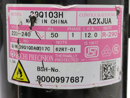 SPRĘŻARKA ROTACYJNA SUSZARKI RECHI 39Q103H R-290