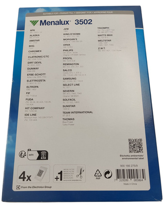 Worki do odkurzaczy z filtrem Menalux 3502 4 sztuki