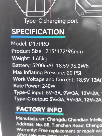 Pompka wysokociśnieniowa Cycplus Smart SUP Air Pump Volcano D17Pro