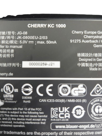 Klawiatura membranowa przewodowa Cherry CHERRY KC 1000 Czarny