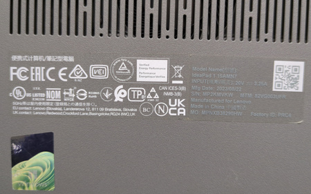 Płyta + Kadłubek Lenovo Ideapad 1 15AMN7 Ryzen 3 7320U 8GB RAM Bateria