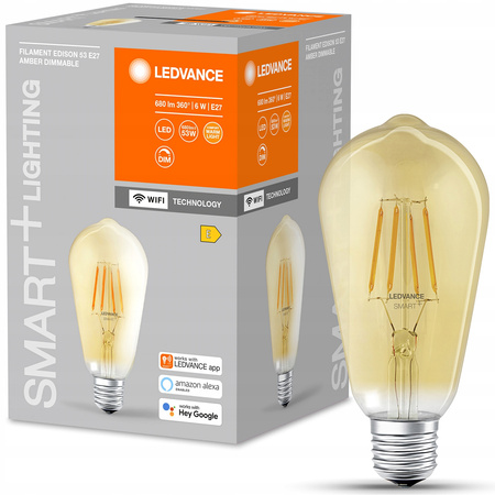 Żarówka E27 Filamed Edison 53 6W=53W 680lm ciepła WiFi Ledvance