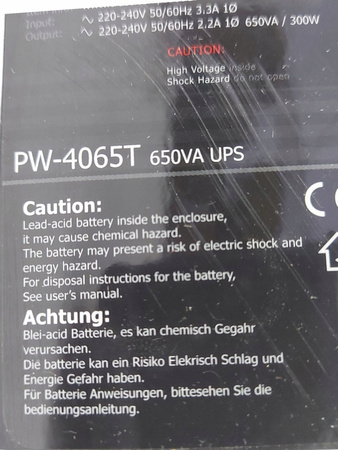 Zasilacz awaryjny UPS Trust 650VA 300W PW-4065T
