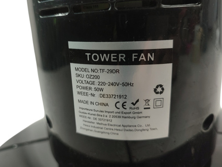 Wentylator kolumnowy OZAVO TF-29DR 45W