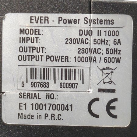 Zasilacz awaryjny UPS Ever Duo II 1000 1000VA/600W