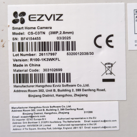 Kamera zewnętrzna EZVIZ CS-C3TN 3MP 2.8mm 1080p IP67 WiFi