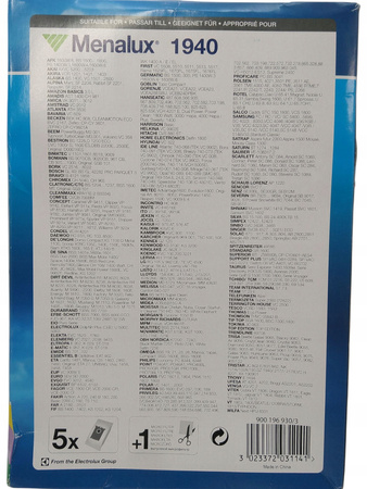 Worki syntetyczne z filtrem Menalux 1940 do odkurzaczy Samsung Electrolux