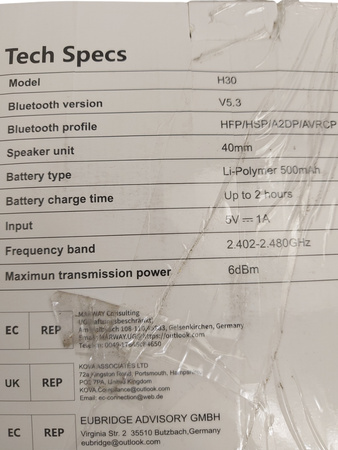 Słuchawki bezprzewodowe nauszne H30 czarne