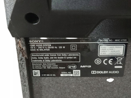 Kolumna Sony MHC-V72D nagłośnienie imprezowe