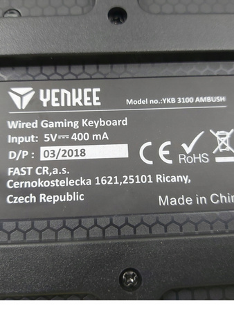 Klawiatura przewodowa membranowa YENKEE YKB 3100 Ambush QWERTZ