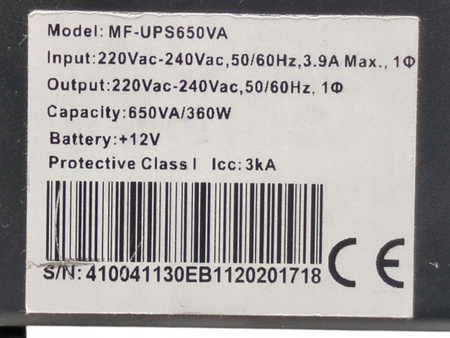 Zasilacz awaryjny UPS 2 gniazda UPS MasterPower UPS650VA