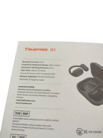 BEZPRZEWODOWE SŁUCHAWKI NAUSZNE TRUEFREE O1 BT 5.3 MIC 45H ODTWARZANIA