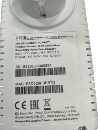 Transmiter Sieciowy Powerline ZYXEL PLA6457 2400 Mb/s, Zasięg 500 m