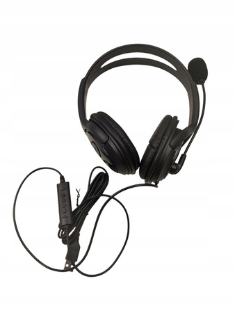 Słuchawki przewodowe USB 2.0 Stereo 40 mm, regulacja głośności z mikrofonem