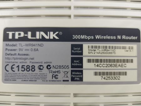 Router TP-Link TL-WR941ND Wi-Fi 4 (802.11b/g/n) 300 Mbps