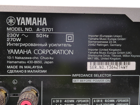 Wzmacniacz YAMAHA A-S701 Srebrny