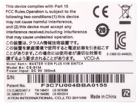 Switch ATEN CS9134Q9 RACK PS/2 + VGA + audio (4 komputery) KVM