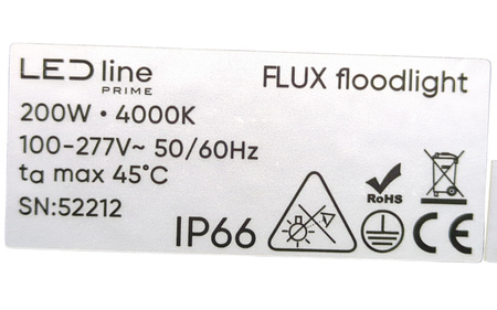 LAMPA LED LINE NAŚWIETLACZ REFLEKTOR FLUX FLOODLIGHT 200W 4000K IP66 CZARNA