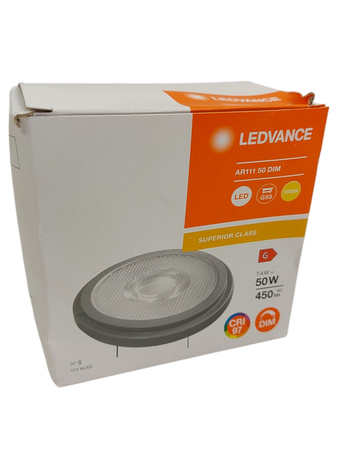 Żarówka LED AR111 G53 7,4W 50W 450lm 3000K Ciepła 12V ŚCIEMNIALNA LEDVANCE