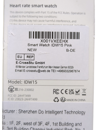 Smartwatch IDW15 Różowy 1.8" IP68 BT5.3 Alexa 100 sportów 300mAh