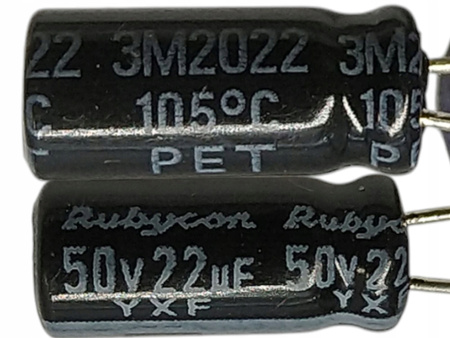 10szt Kondensator Elektrolityczny Rubycon YXF 22uF 50V 105C
