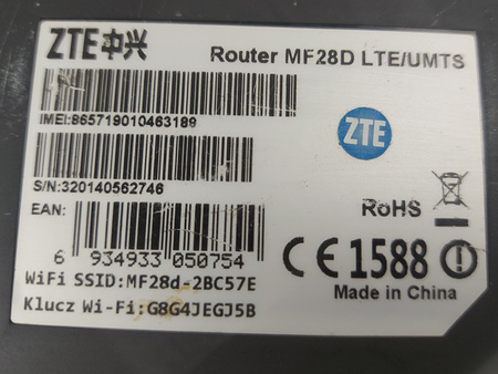 Router ZTE MF28D 802.11ac (Wi-Fi 5)