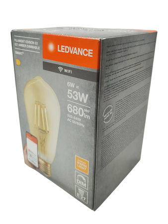 Żarówka E27 Filamed Edison 53 6W=53W 680lm ciepła WiFi Ledvance