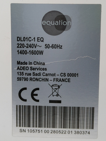 Grzejnik konwektorowy Equation DL01C-1 EQ 1500 W biały