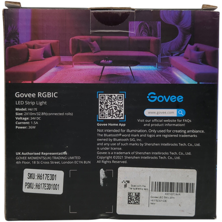 Taśma LED Govee H617E RGBIC 20m 2x10m Bluetooth app