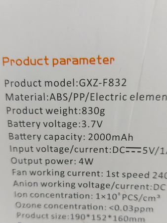 Mobilny klimatyzator mini wentylator akumulatorowy GXZ-F832