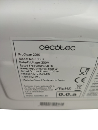 Kuchenka mikrofalowa Cecotec ProClean 2010 20L 700 W z Grillem Biały