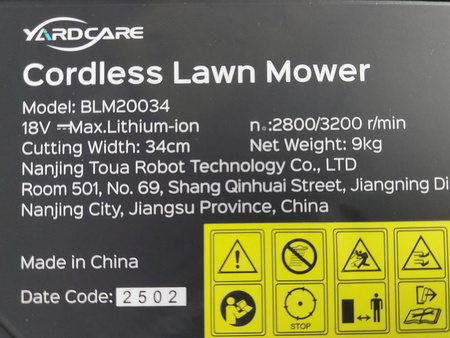 Kosiarka akumulatorowa YARDCARE BLM20034 18V 34cm
