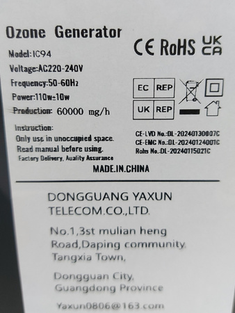 Generator ozonu OZONATOR 30000mg/h Icare