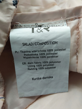 KURTKA DAMSKA PIKOWANA TOM&ROSE ROZMIAR S RÓŻOWA W KWIATY