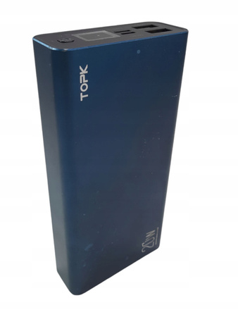 Powerbank TOPK 20000mAh, 20W, wyświetlacz LED, niebieski