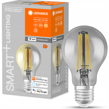 Żarówka LED Filament Classic A44 E27 Smoked Dimmable 540lm 6W=44W Ledvance